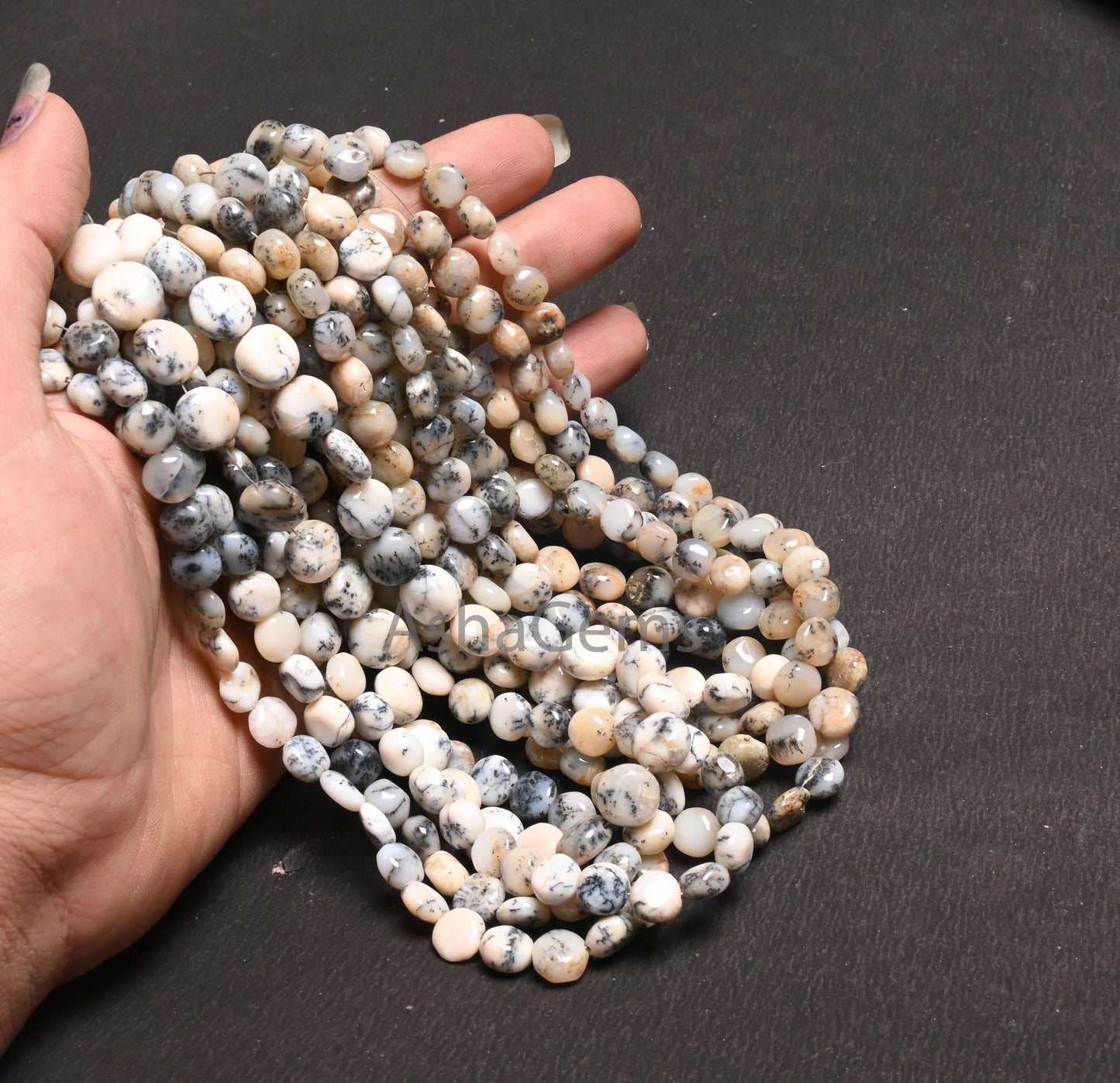 Natural Dendrite Opal Smooth Coin Shape handmade Beads,14" Fine Dendritic Opal Plain Coin Gemstone Straight Drill Opal Beads Jewelry Crafts