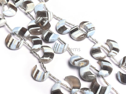 Beautiful Blue Boulder Opal Carving Half Moon Beads,9-15mm Boulder Opal Fancy Moon Side Drill Gemstone Smooth Beads, Blue Opal Beads Jewelry