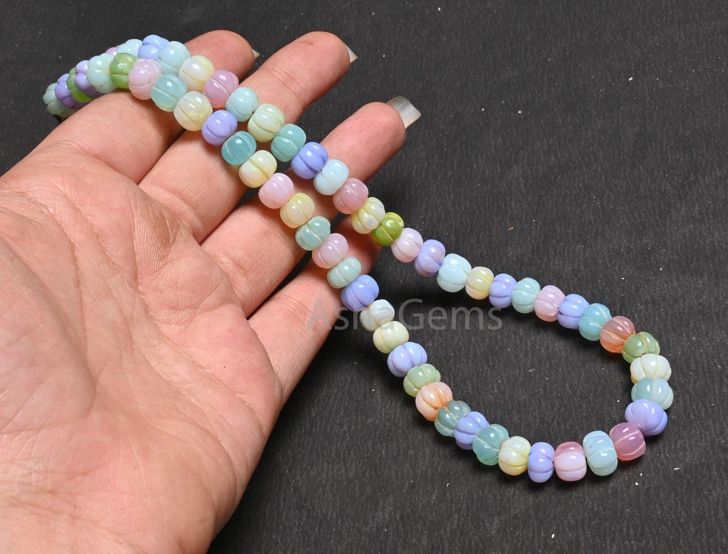 16" Beautiful Multi Color Opal Carved Pumpkin Gemstone Beads Necklace,8.5-9.5 mm Fine Disco Opal carving watermelon Handmade opal Beads SALE