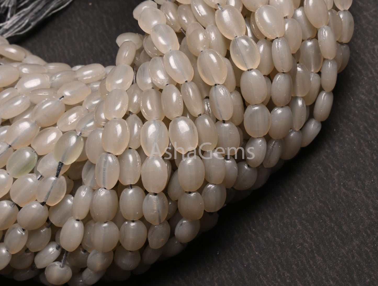 13" Beautiful Grey Moonstone Color Hydro Smooth Oval Shape Handmade Beads,6-7.5mm Light Grey Hydro Plain Oval Bead Jewelry Making Craft SALE