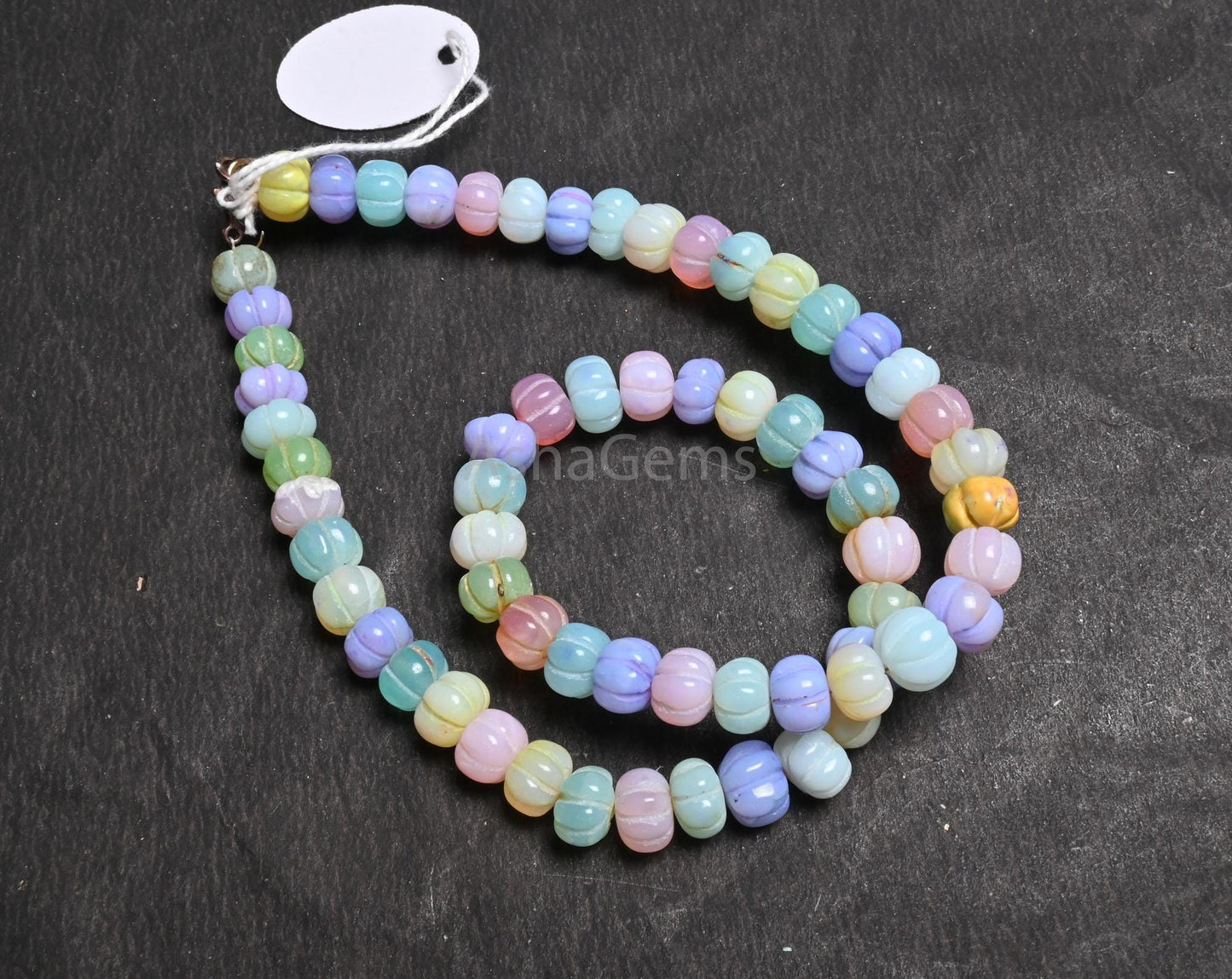 16" Beautiful Multi Color Opal Carved Pumpkin Gemstone Beads Necklace,8.5-9.5 mm Fine Disco Opal carving watermelon Handmade opal Beads SALE