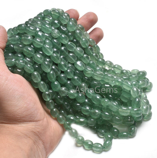 Beautiful Strawberry Quartz Smooth Puff Oval Beads, Natural Green Strawberry Plain Handmade Uneven Oval Gemstone Bead, Fine Strawberry Beads