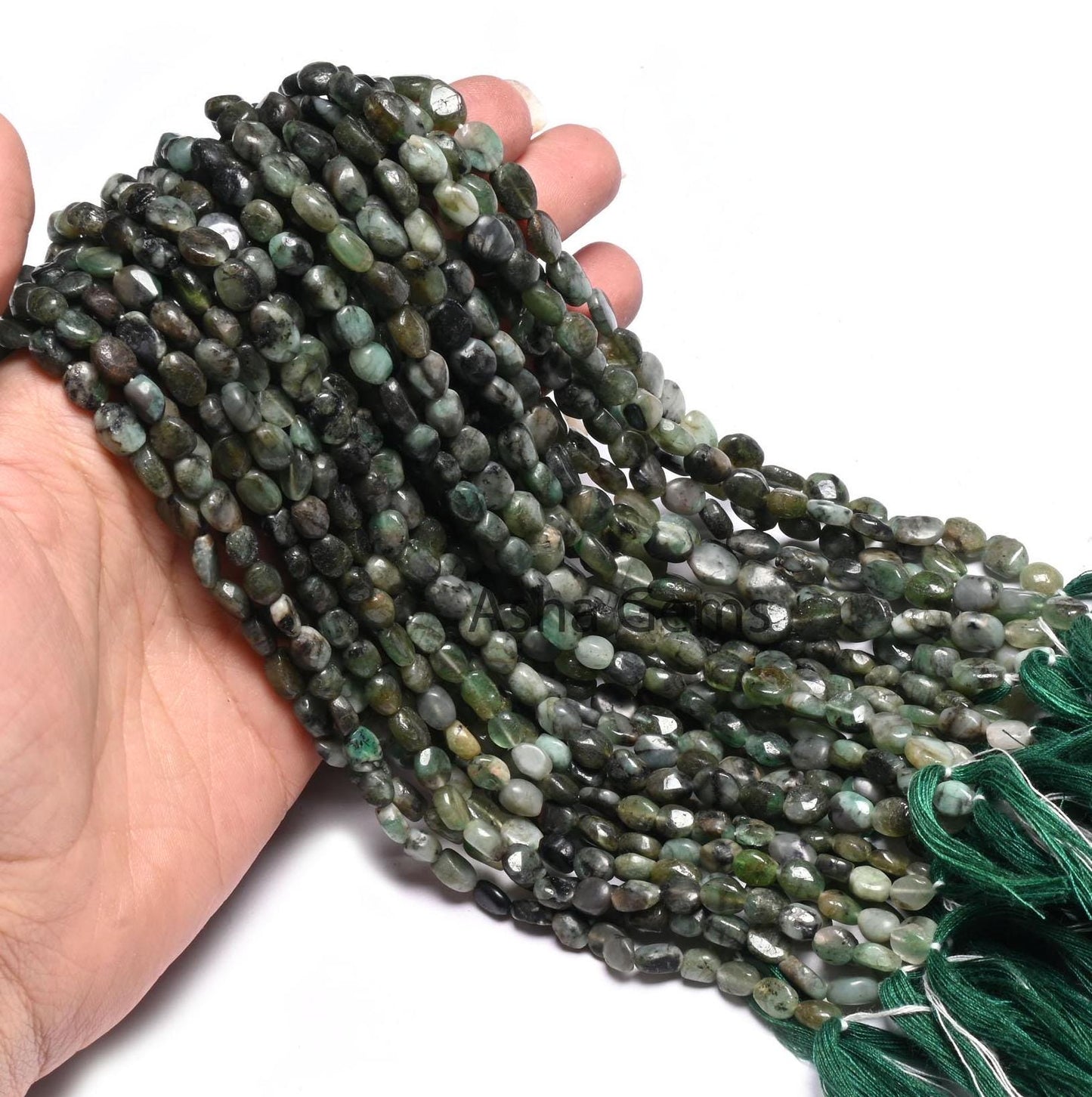 13" Natural Emerald Smooth Oval Uneven shape Handmade Beads, Shaded Green- Black Sakota Emerald Plain Oval Gemstone Beads Jewelry Craft SALE
