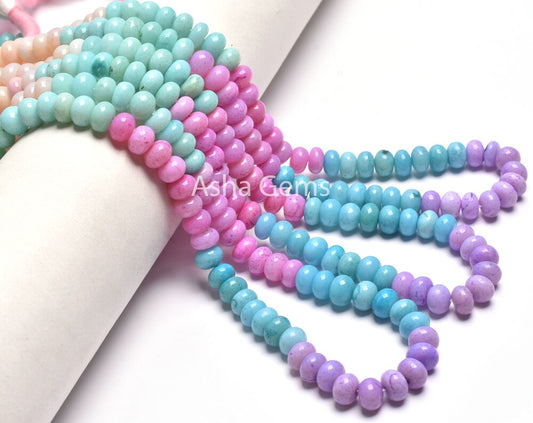 Rainbow color Opal Smooth Rondelle Beads