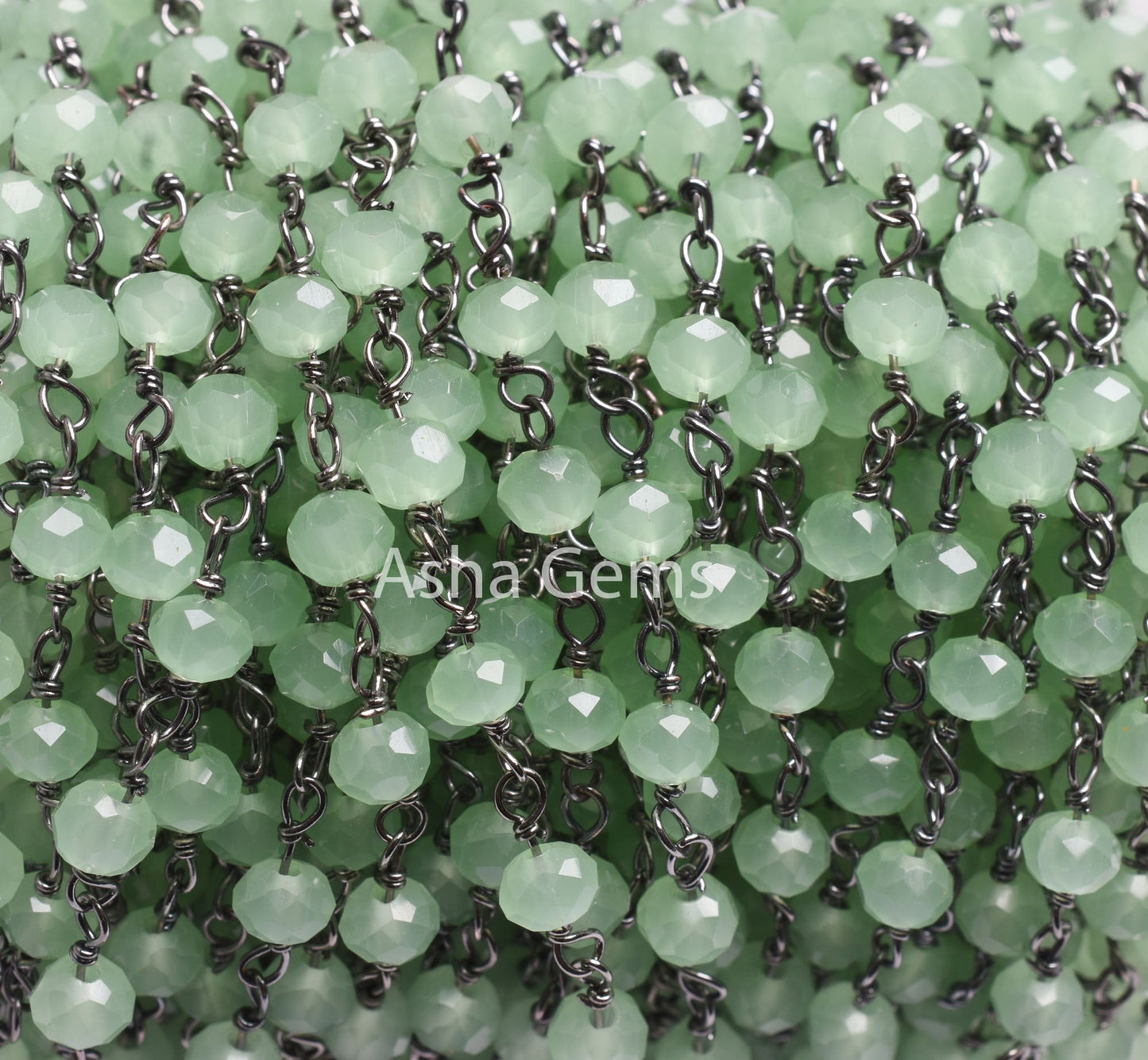 1,10,50 Foot Green Quartz Hydro Faceted Rondelle Beaded Rosary Chain Black Plated Wire Wrapped 4mm Beads Chain Bulk Roll Jewelry Crafts SALE